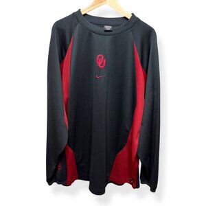 Nike OU Oklahoma Sooners Black & Red Long Sleeve Crewneck Sweatshirt Mens XL